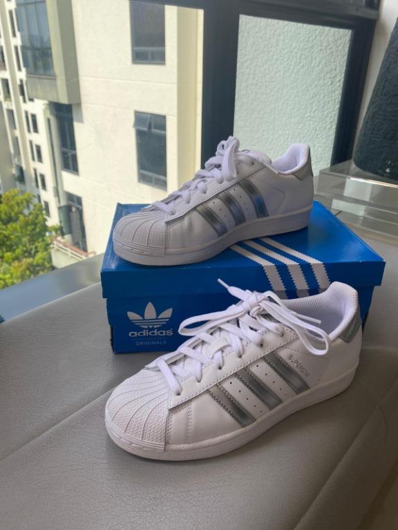 Adidas originals superstar 2 white silver womens trainers 2025