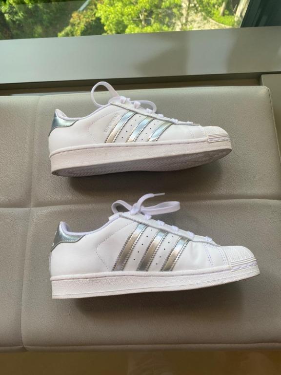 adidas Originals Superstar women trainers stripes white silver stripes US6 UK4.5