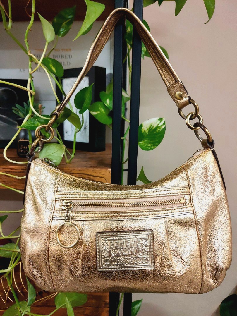 Coach Poppy Gold Metallic Hobo shoulder bag Luxury Bags