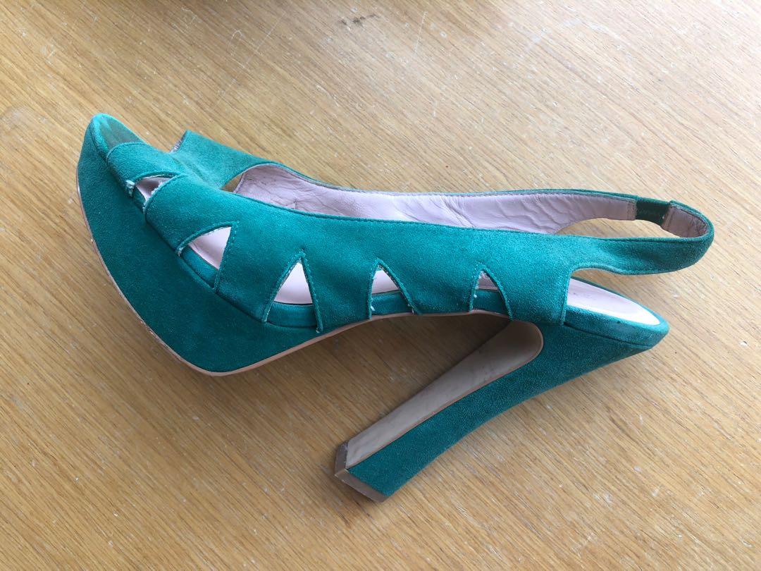 Green funky high heels shoes Women s Fashion Footwear Heels on