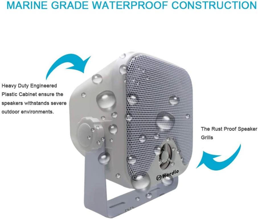 Herdio 4 Inches Marine Box Bluetooth Speakers -Compact Waterproof