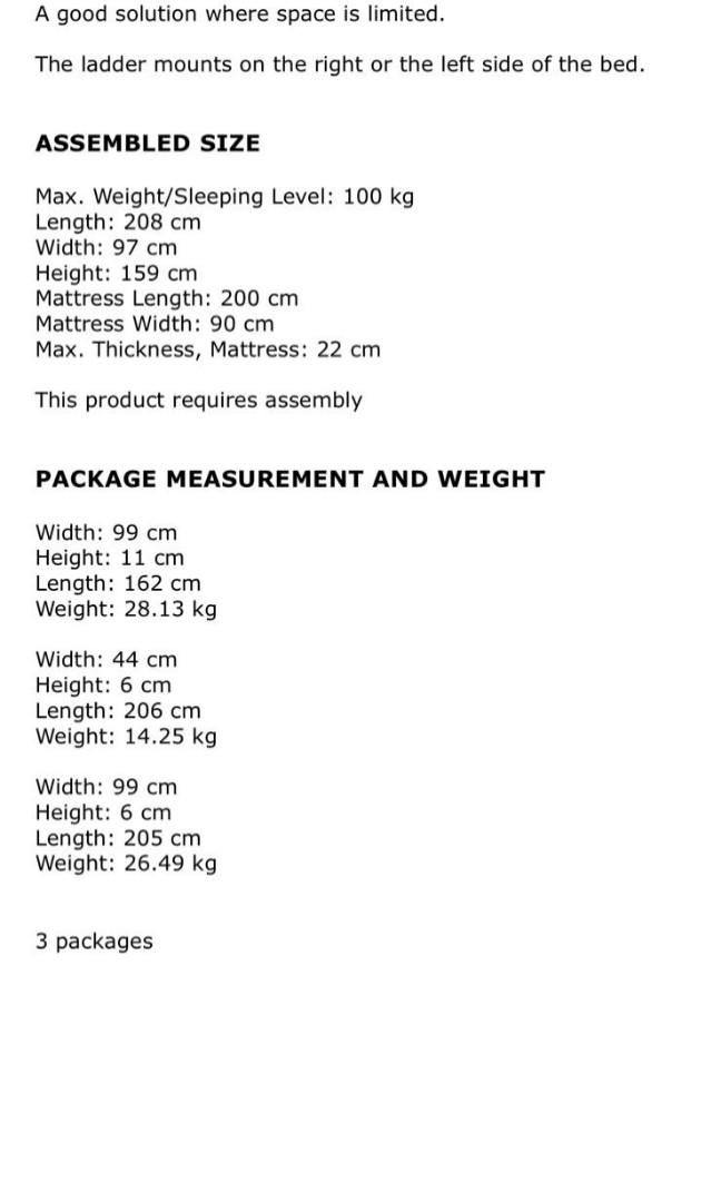 Ikea bunk bed frame only. Mattress not included, Furniture & Home