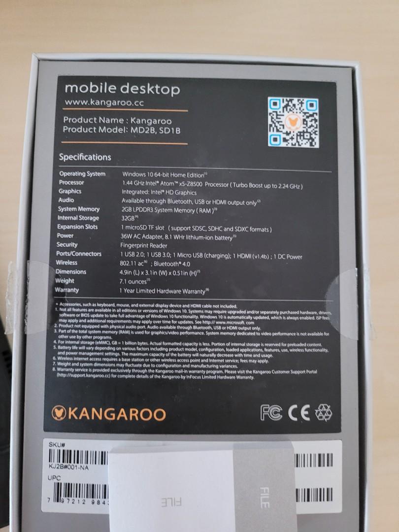 Kangaroo pc (Category: Computer Parts) located in Singapore. Submitted by dkzzz (Listing ID 1069565548, Image 2). Description: windows 10 home updated to the latest. see full specs on thr box pic. intel hd graphics. wifi ac microsd slot. usb 2.0 and 3.0 port hdmi. mini pc dekstop.