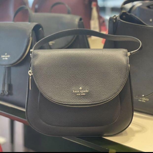 Kate Spade Leila medium flap shoulder bag with crossbody strap in black,  Luxury, Bags & Wallets on Carousell