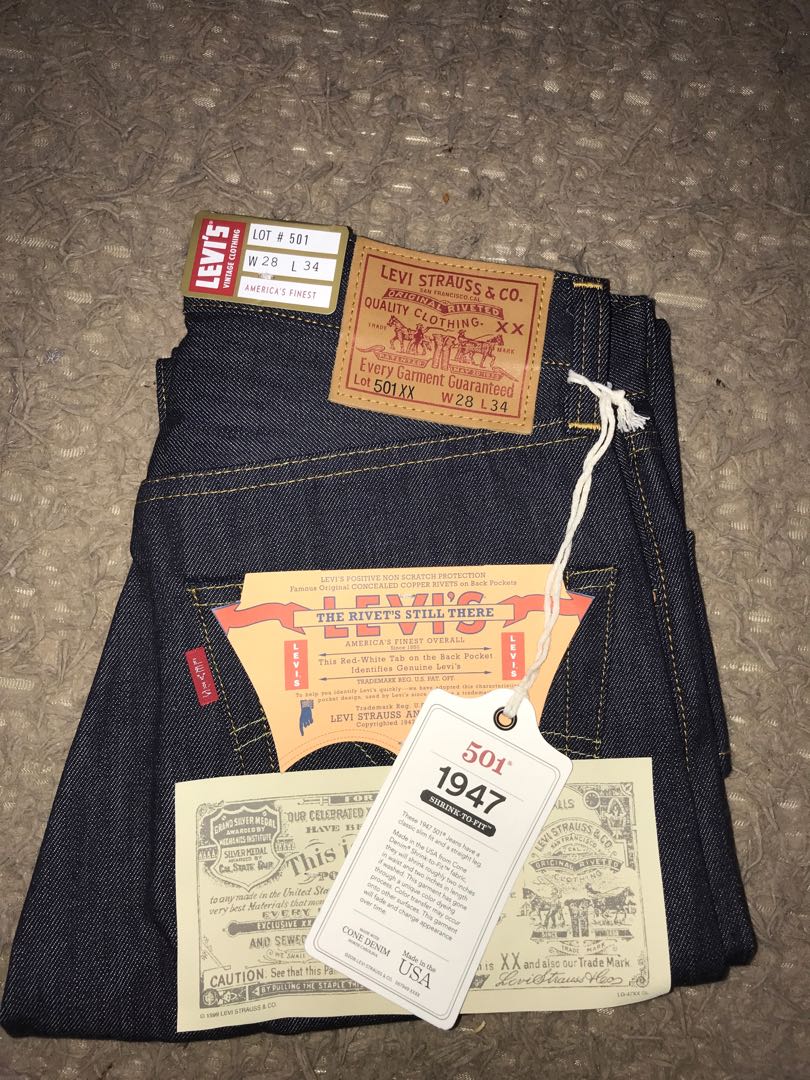 Levis 501 XX Big E 1947 LVC USA, Men's Fashion, Bottoms, Jeans on Carousell