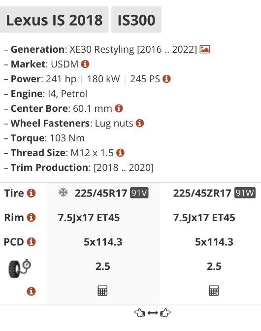 LEXUS IS300 stock 17 inch rims with tyres 225/45/R17, Car Accessories ...