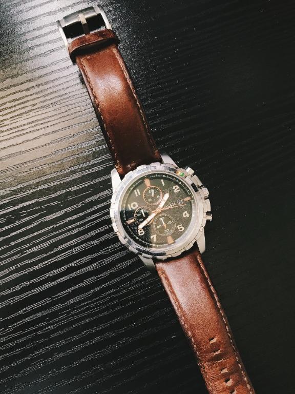 Men s Watch Fossil FS4828 Brown leather strap Men s Fashion