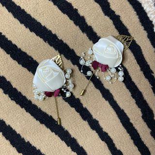 New Groom White Rose Lapel Pin