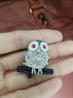 Owl Pendant/Brooch with Ruby eye