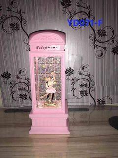 Pink telephone stand framed LED music box