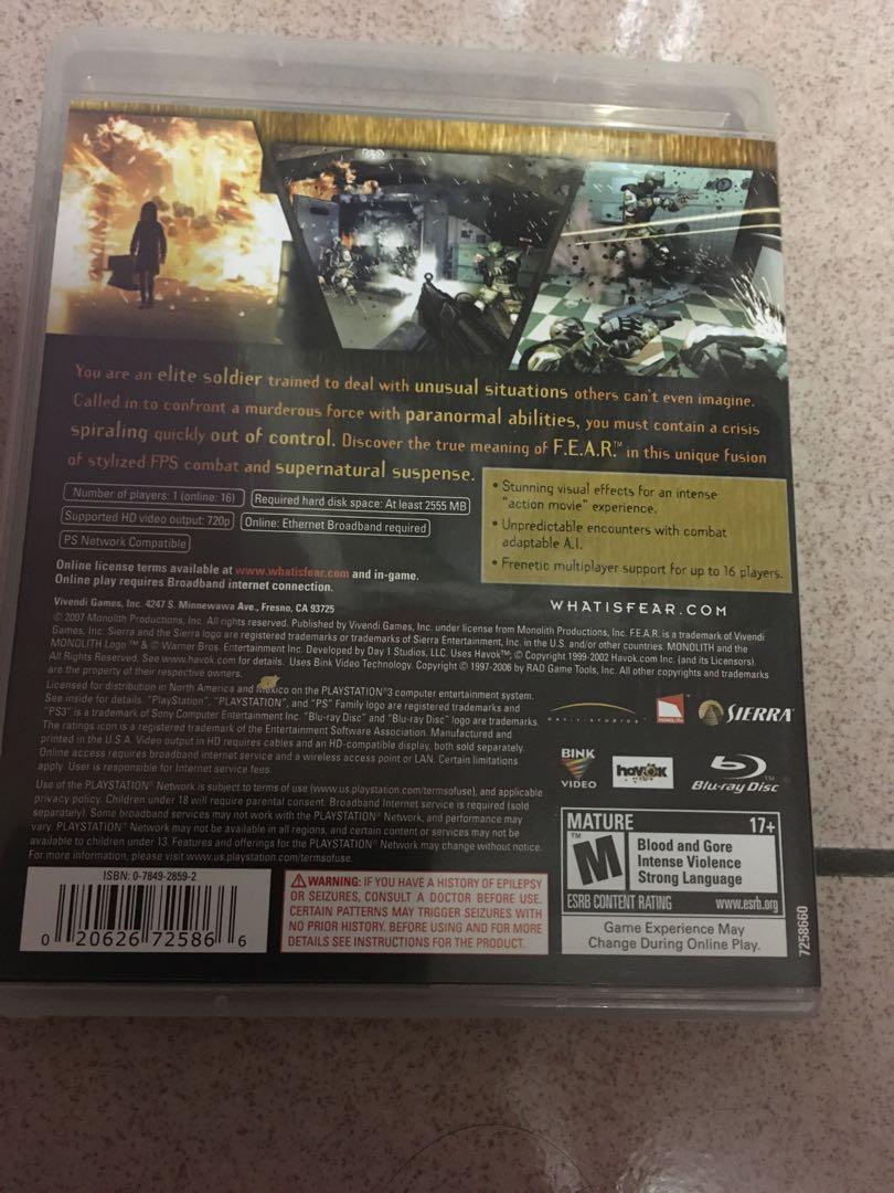 Ps3 fear 戰慄突擊F.E.A.R 光碟無刮美版英文, 電玩遊戲相關, 電玩、電腦遊戲軟體, PlayStation在旋轉拍賣