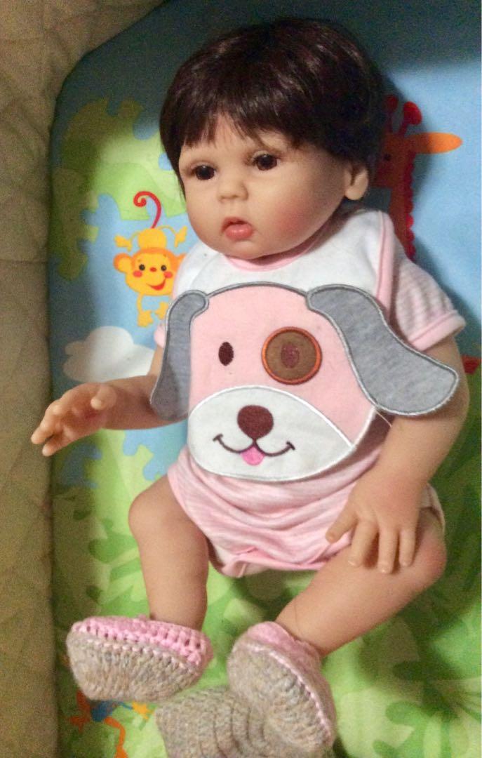 Terabithia 18inches 48cm Real Life Pink Puppy Premie Baby Size Newborn Cuddy Baby Doll Look Real Silicone Vinyl Full Body Reborn Dolls Anatomically Correct Washable for Girl
