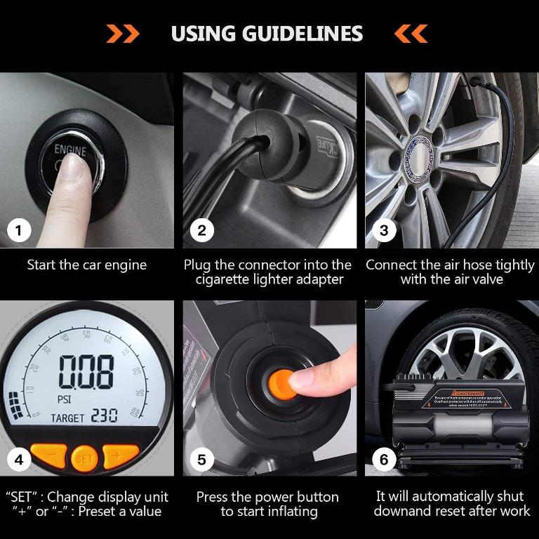 Tyre Inflator TACKLIFE Tyre Pump, DC 150PSI 12V Digital tyre inflator