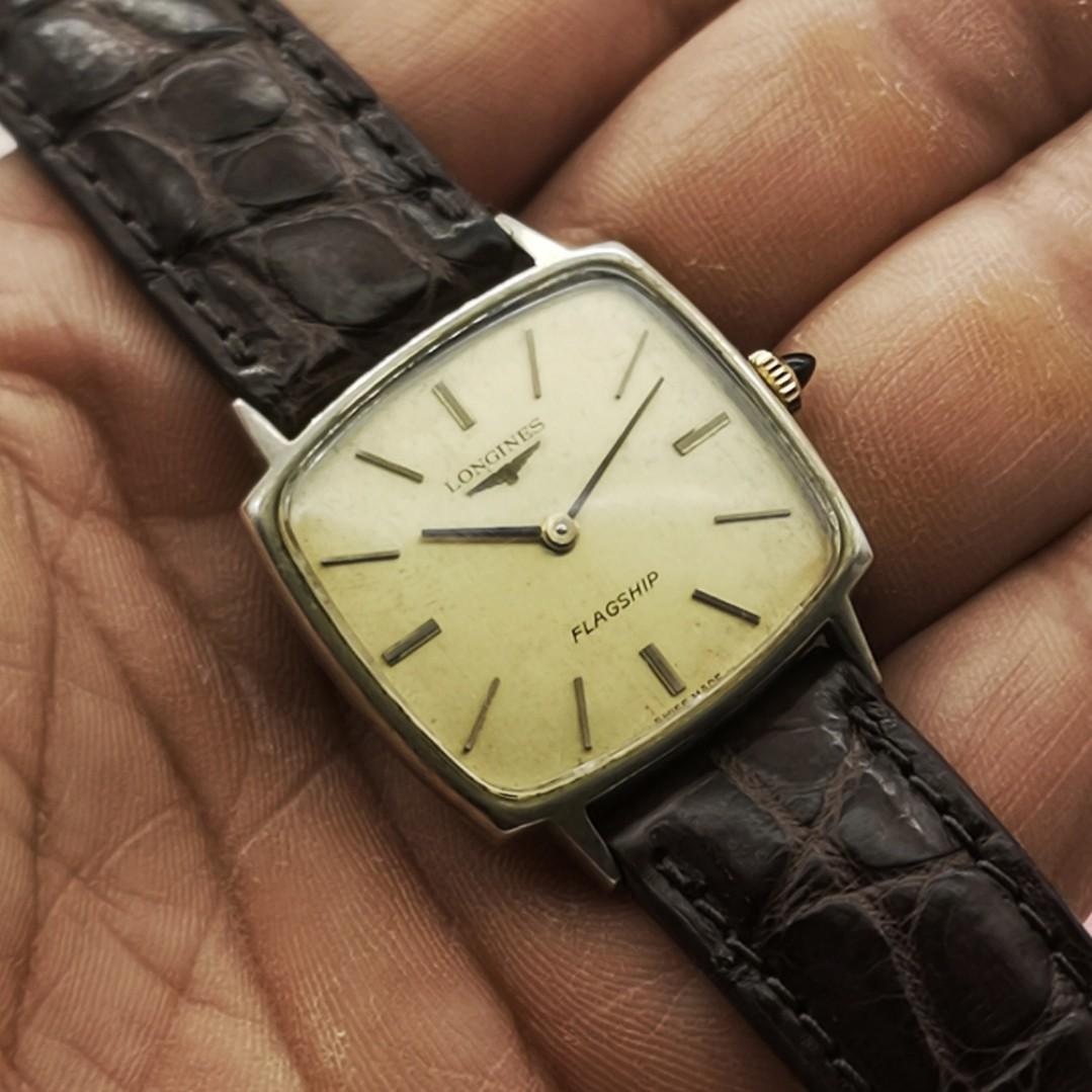 Vintage Longines Flagship Dress Watch Genuine Crocodile Leather