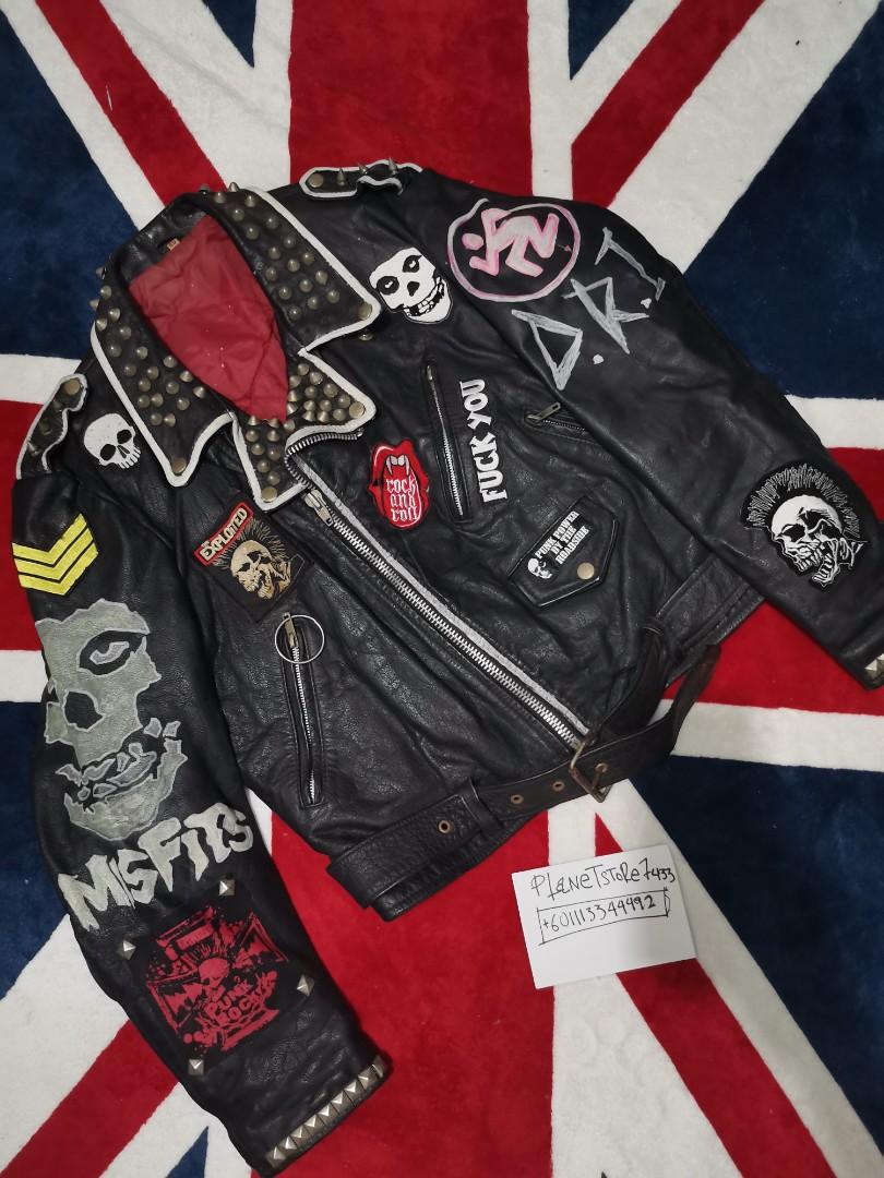 Vintage punk leather jacket outlet