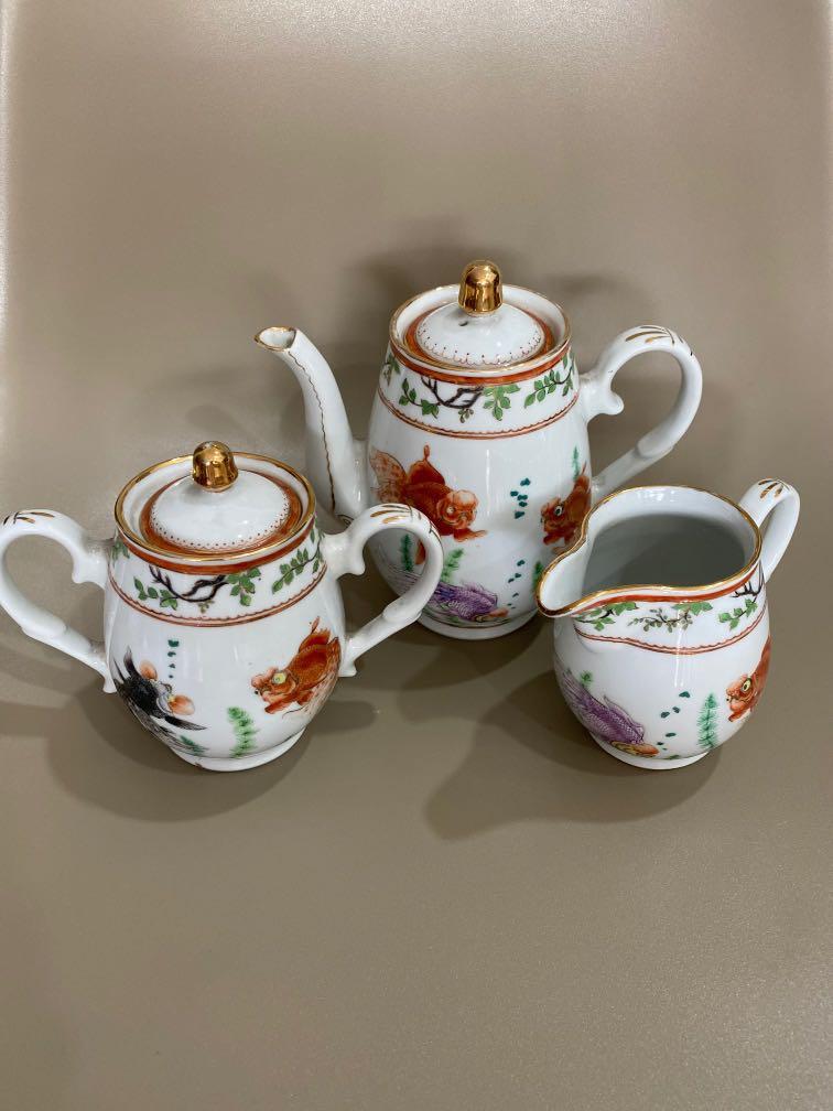 Vintage Tea Set hand painted goldfish , Vintage & Collectibles, Vintage
