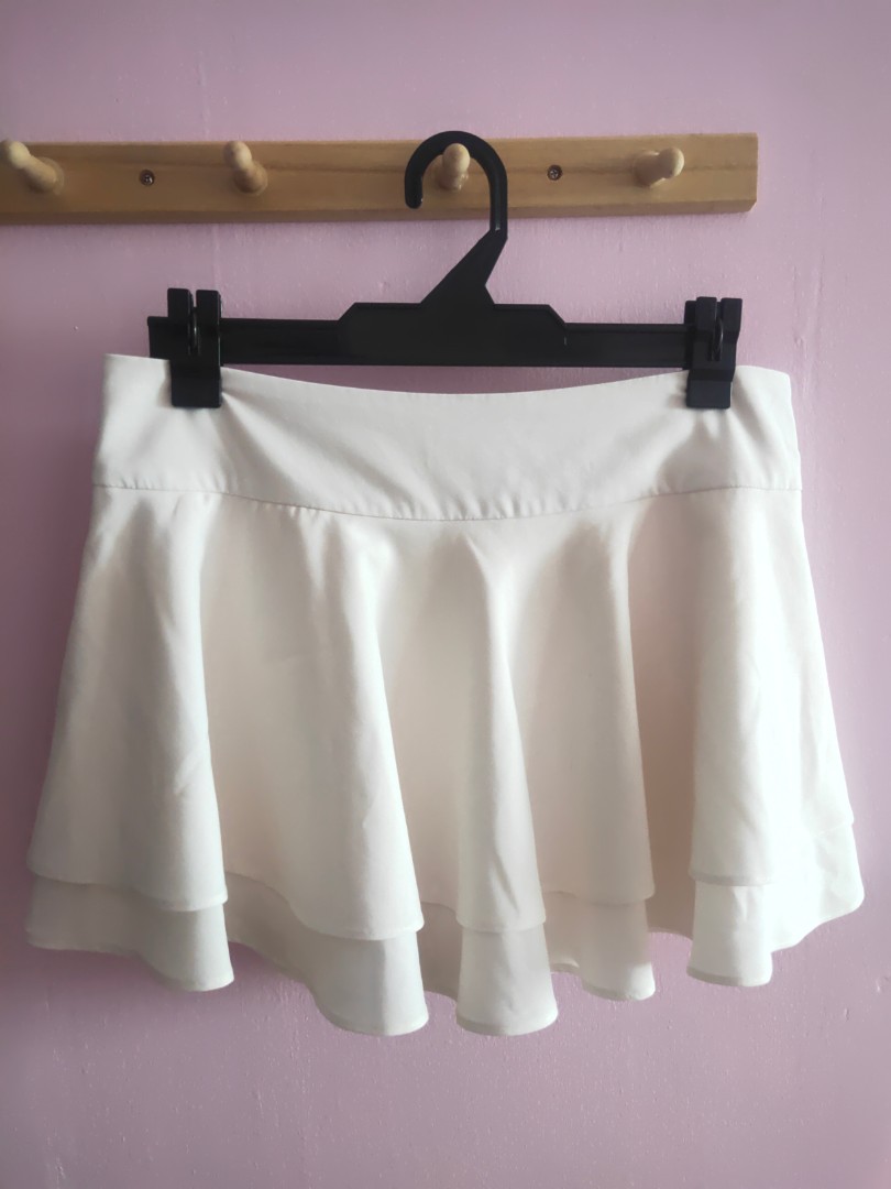 White Skater Skirt, Women's Fashion