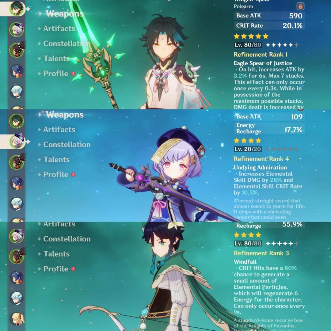 Wts Genshin Impact Ar46 Account Xiao Jade Spear Venti Qiqi Video Gaming Video Games Playstation On Carousell