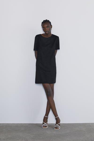 Zara black suede dress clearance