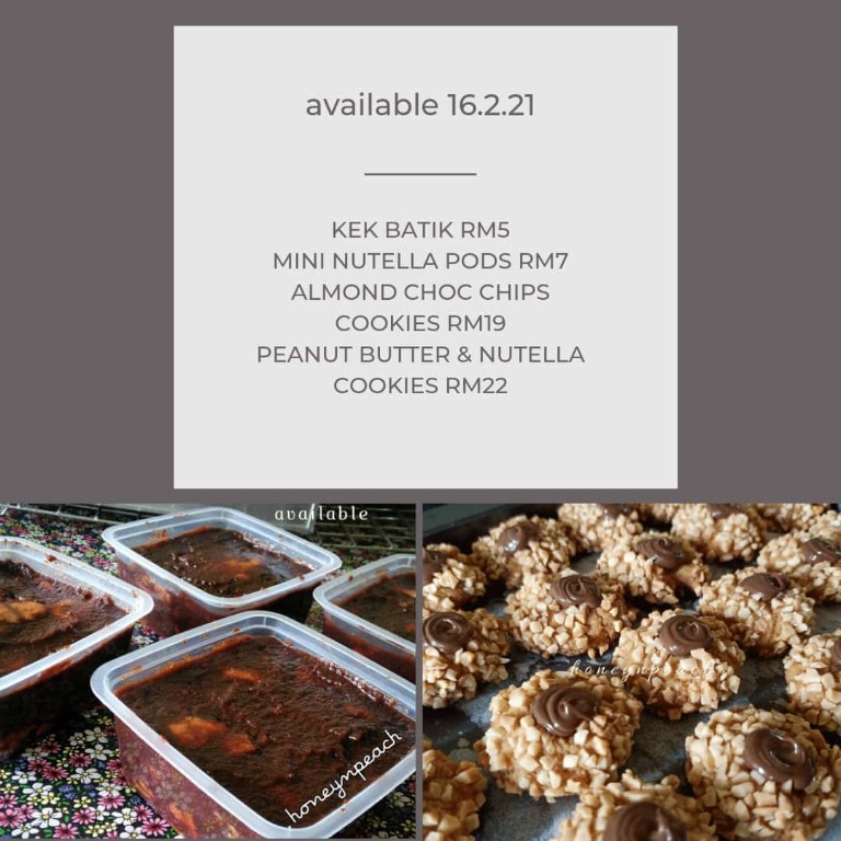 16 2 2021 Nutella Pods Kek Batik Peanut Butter Cookies Choc Chip Cookies Food Drinks Packaged Instant Food On Carousell