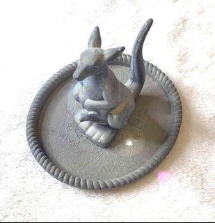 1980s vintage silver plated Kangaroo and Joey ring and jewelry holder