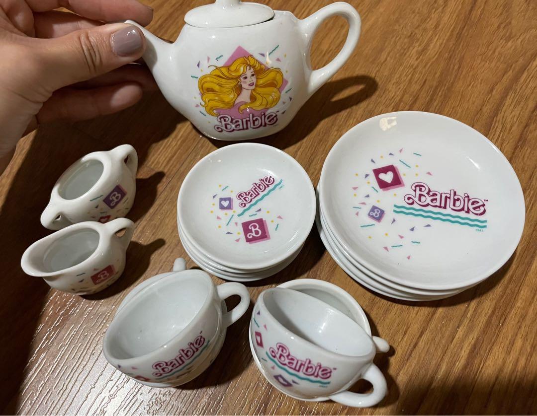 1989 Vintage Barbie 16 Pieces China Dinner Set w Tea Pot Tea Cups