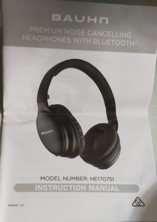 BAUHN Premium Range Noise Cancelling Headphones with Bluetooth HE170751, Audio, Headphones