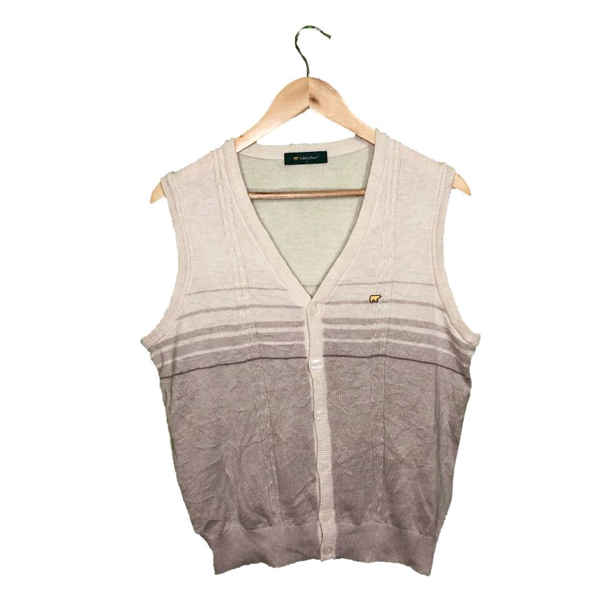 beige striped golden bear sleeveless