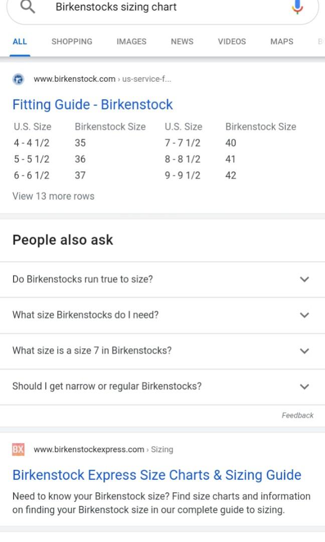 Birkenstock to us discount size