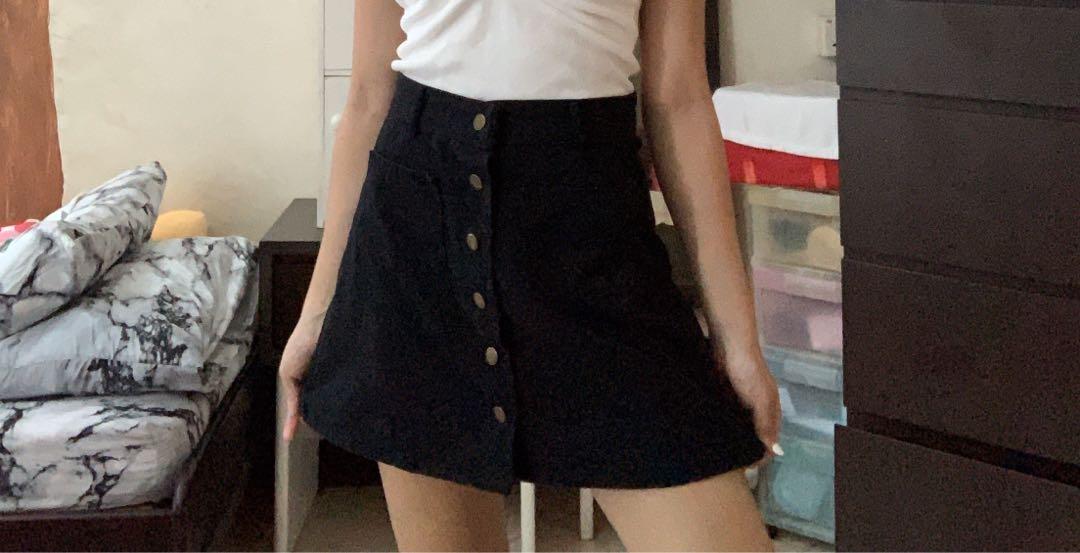 Black button up skirt Clearance