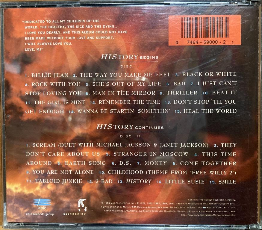 CD Michael Jackson History Past, Present And Future Book 1 24K 2 CD (US) （分類：音樂與媒體 - CD 及 DVD）位於 Hong Kong。 由 touching_music 提交（商品編號 1069849280，圖片 2）。簡介： 封面 95% New CD碟 95% New 微花 附歌書 荔景MTR交收.。
