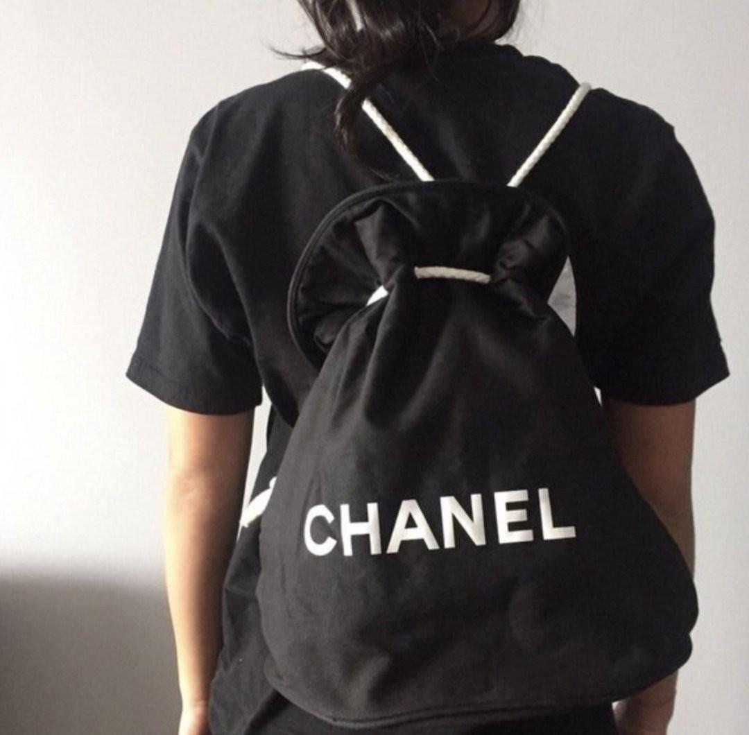 chanel canvas drawstring backpack