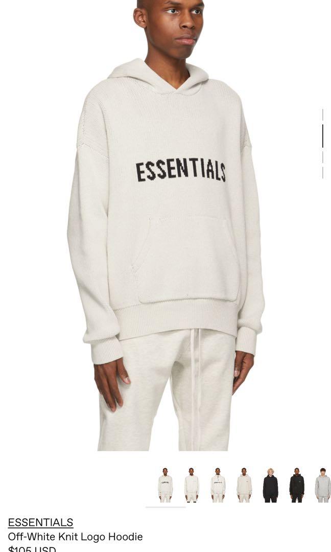 Essentials off shop white hoodie