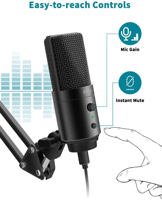  FIFINE Gaming PC USB Microphone, Podcast Condenser Mic with  Boom Arm, Pop Filter, Mute Button for Streaming, Twitch, Online Chat, RGB  Computer Mic for PS4/5 PC Gamer r-AmpliGame A6T : Electronics