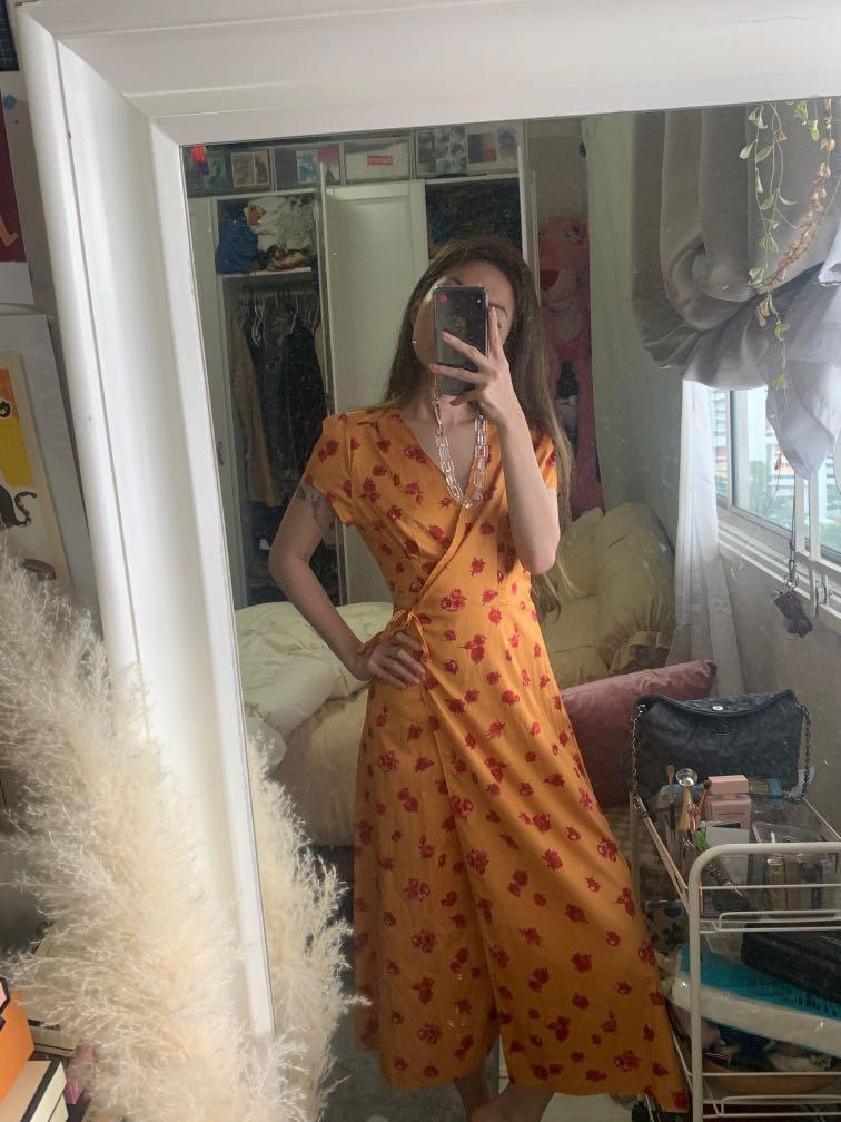 Other stories wrap dress in yellow floral print new arrivals