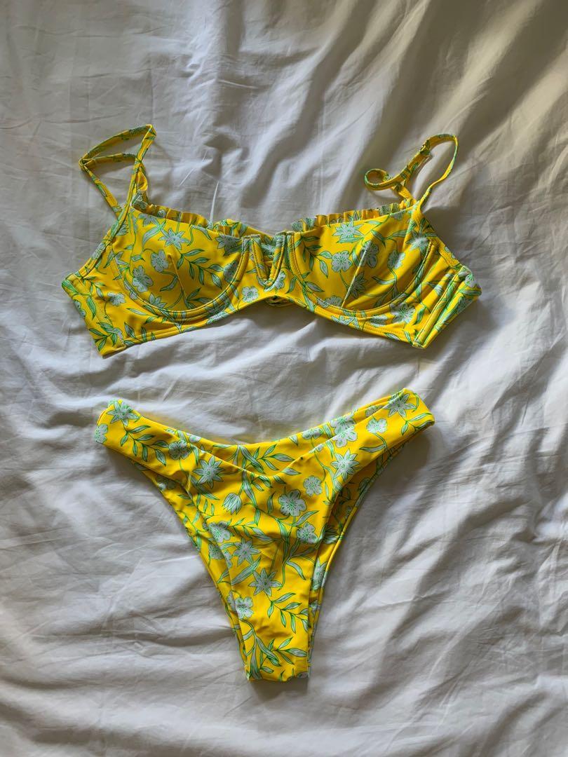 Zaful yellow floral bikini 2025