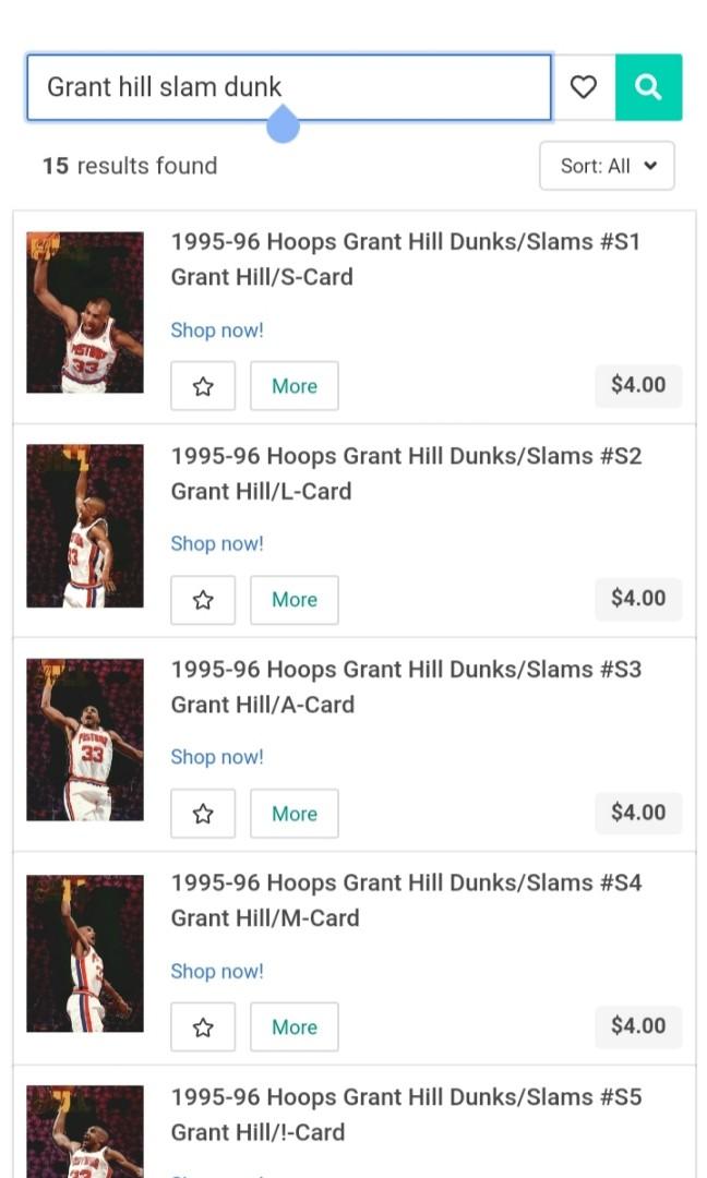 1995-96 Hoops Grant Hill Dunks/Slams #D5 Grant Hill/!!!-Card