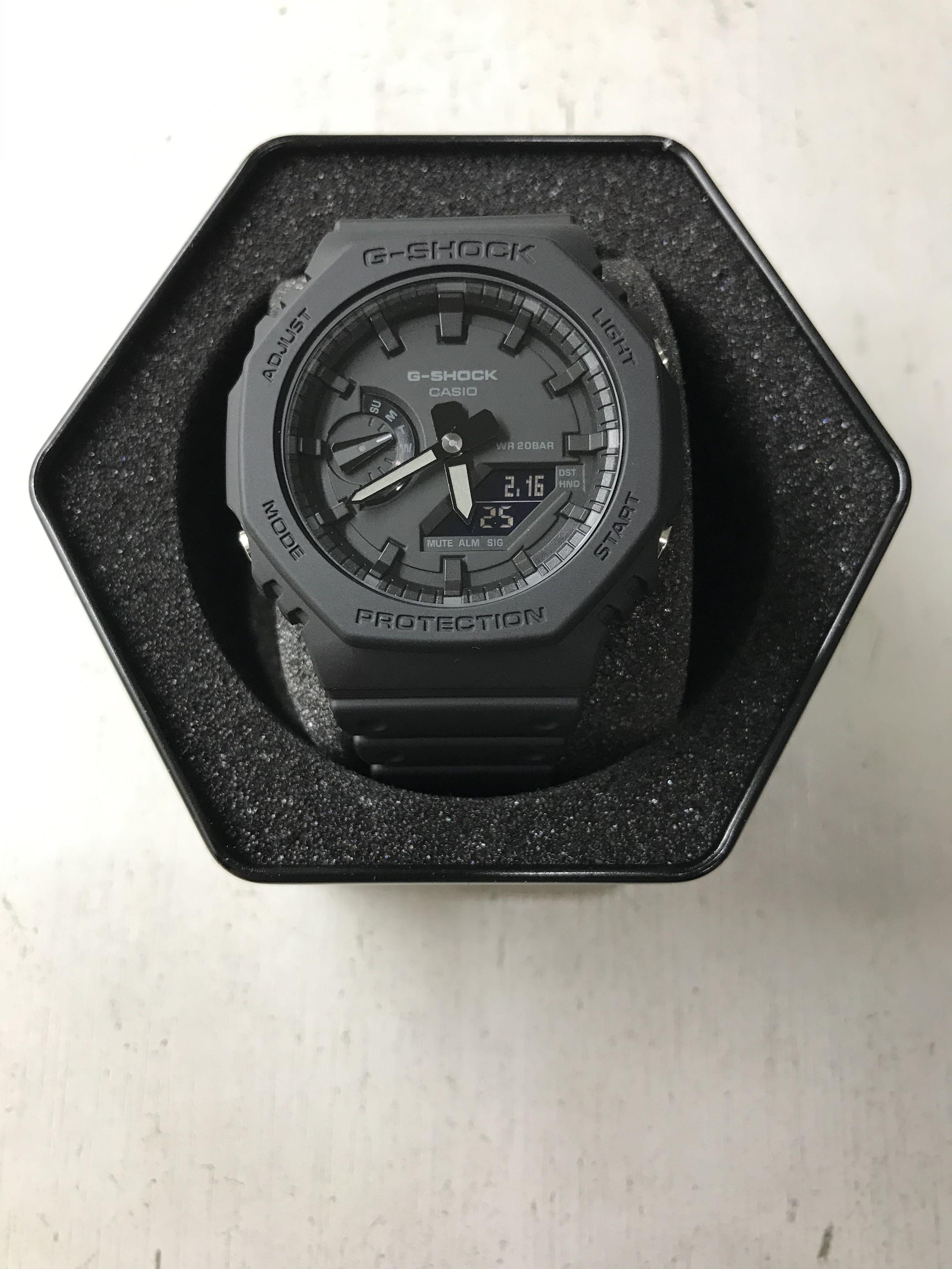 Gshock Casioak GA2100-1A1 (Category: Men's Watches) located in Manila. Submitted by seikowatchfactory (Listing ID 1047050494, Image 1). Description: BNIB 10/10 Model: Casio Gshock GA2100-1A1 Price: 5995 Specifications: Carbon Core Guard Diameter: 45.4mm Height: 11.8mm Material: Resin World Time - 31 Time Zones 1/100 second stopwatch Timer 5 daily alarms Double LED Lights Full Auto-Calendar 12/24-hour time format Neo-Brite Luminous Hands Water Res