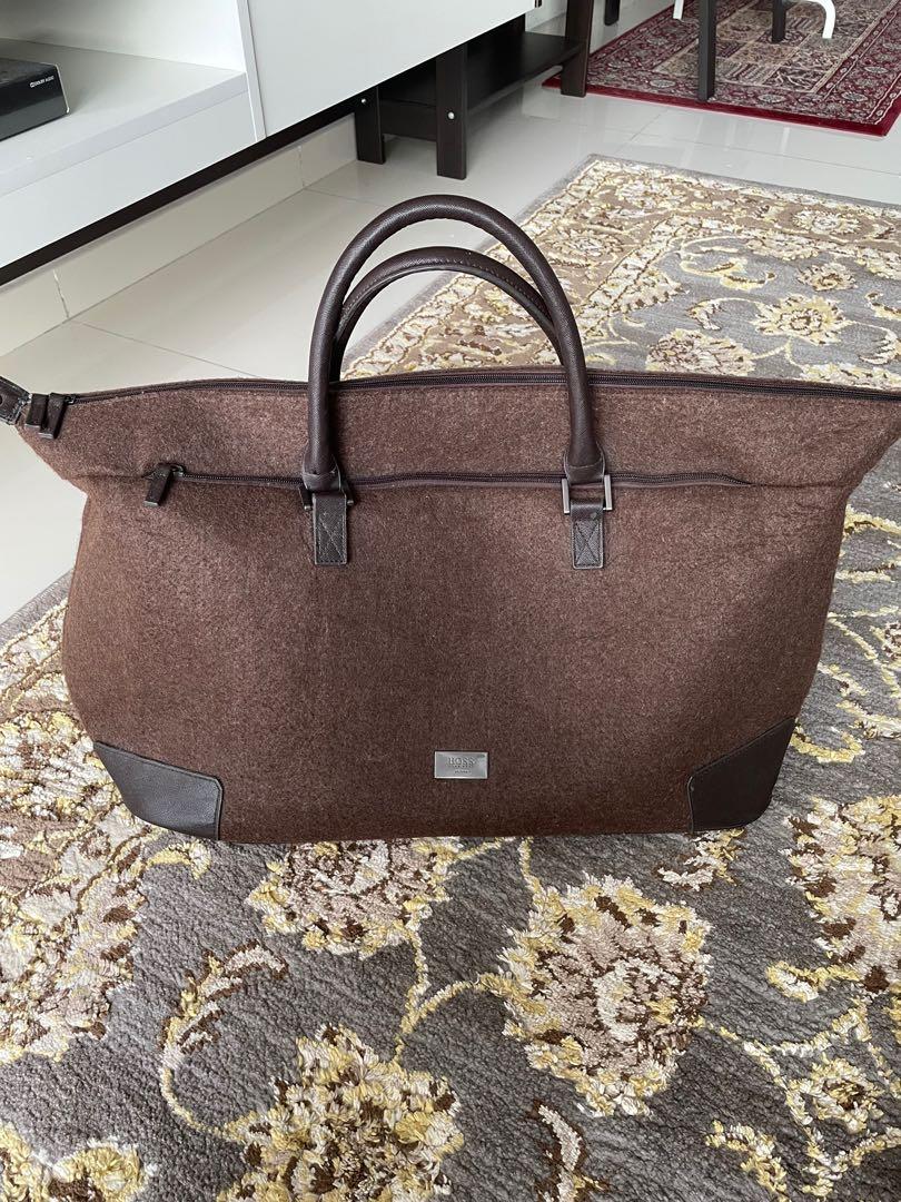 HUGO BOSS Brown Sport Duffle Weekend Travel Overnight Holdall Bag, Luxury, Bags & Wallets on