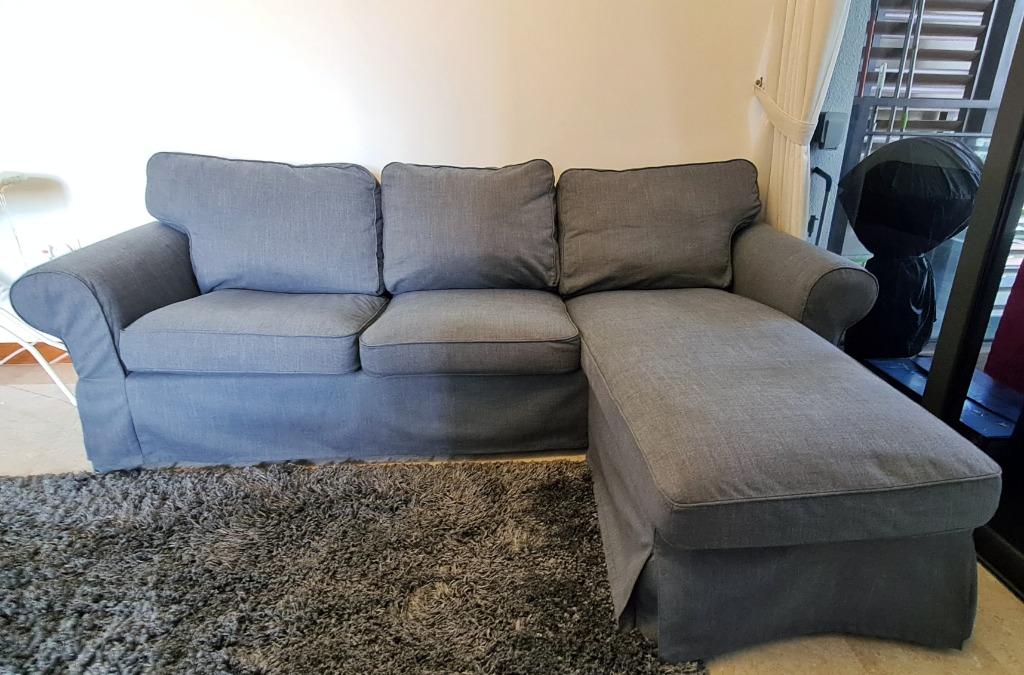 ikea ektorp 3 seat sofa with chaise longue furniture home living furniture sofas on carousell