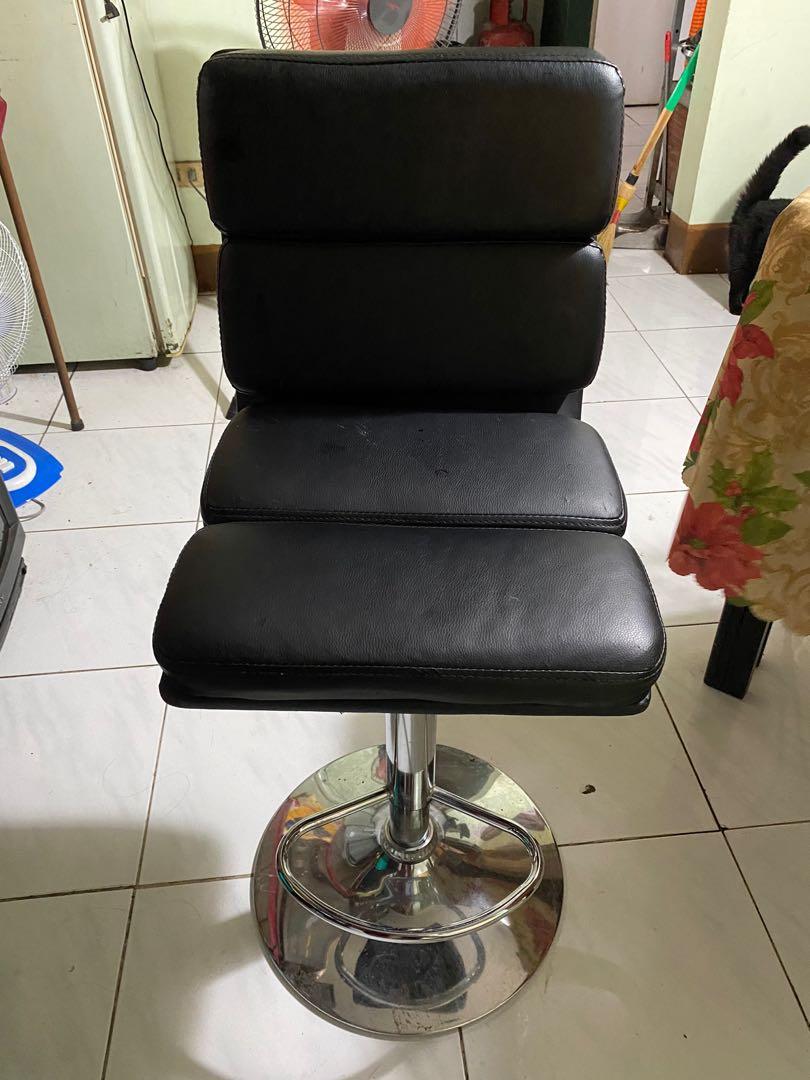Leather Stool Chairs / Bar chair (Category: Chairs) located in Pasig City. Submitted by offthemetro (Listing ID 1069782050, Image 2). Description: Two leather adjustable chairs at 2700 each. Originally bought for 3495 per chair..