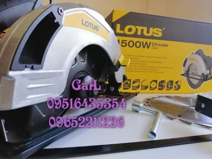 LOTUS Industrial 7” 1500W Circular Saw - LTCS1500X (Category: Construction Tools & Equipment) located in Caloocan City. Submitted by abieghail (Listing ID 1069809233, Image 3). Description: LOTUS Industrial 7” 1500w Circular Saw - LTCS1500X SPECIFICATIONS: ►Voltage: 220-240V~50/60Hz ►Input power: 1500w ►No-load speed: 4800rpm ►Blade diameter: 185mm ►Cutting capacity: 45 ►Degree: 44mm ►90 degree: 65mm ►Adjustable cutting depth ►Adjustable bevel cu