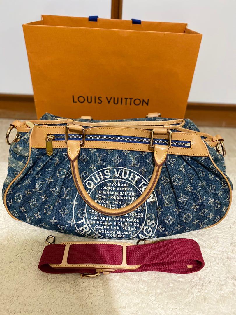 Louis Vuitton, Bags, Limited Edition Louis Vuitton Monogram Denim Demi  Lune Chinchilla Trim Bag