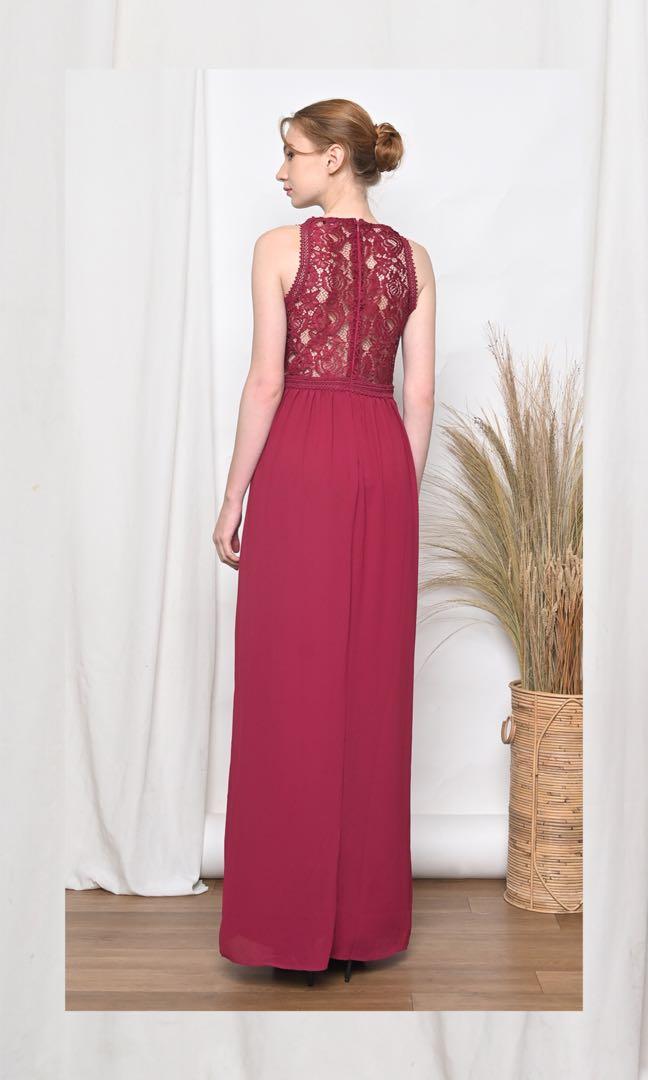 Maxi Red Burgundy Christmas Party Dress Women s Fashion Dresses