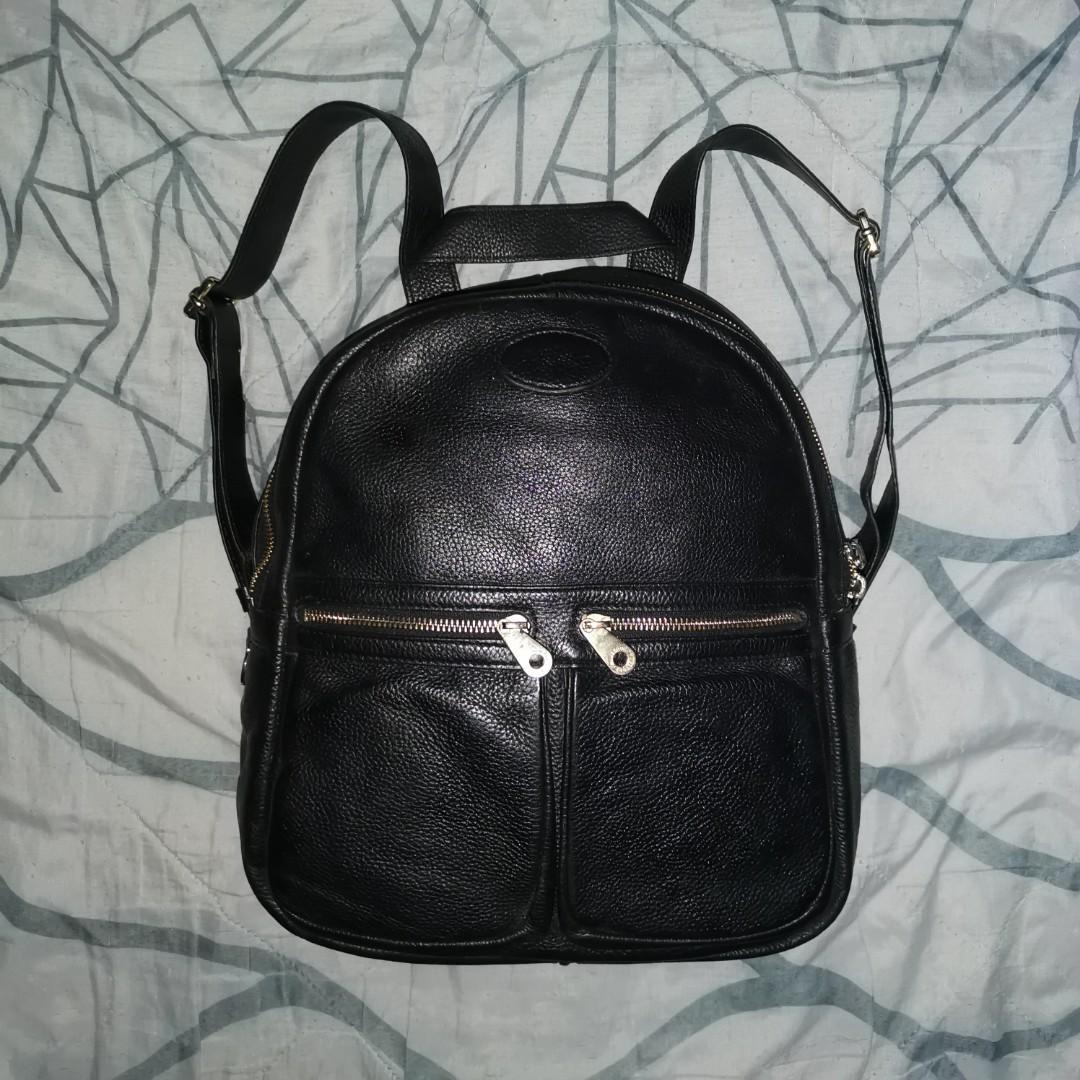 mulberry black leather backpack