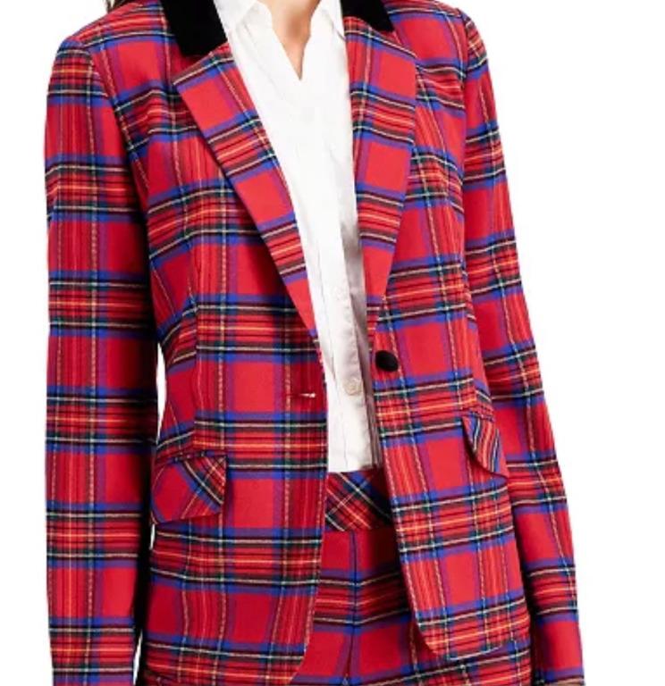 Red and blue plaid blazer store