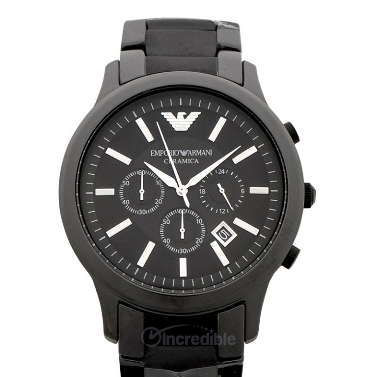 [NEW] Emporio Armani Ceramica Chronograph Black Dial Men's Watch 47mm ...