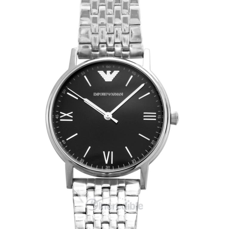 NEW Emporio Armani Kappa Quartz Black Dial Stainless Steel Men s