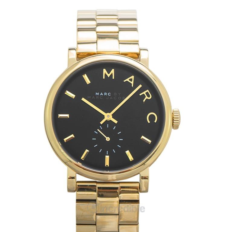 NEW Marc By Marc Jacobs Baker Black Dial Gold tone Steel Ladies Watch 36MM MBM3355