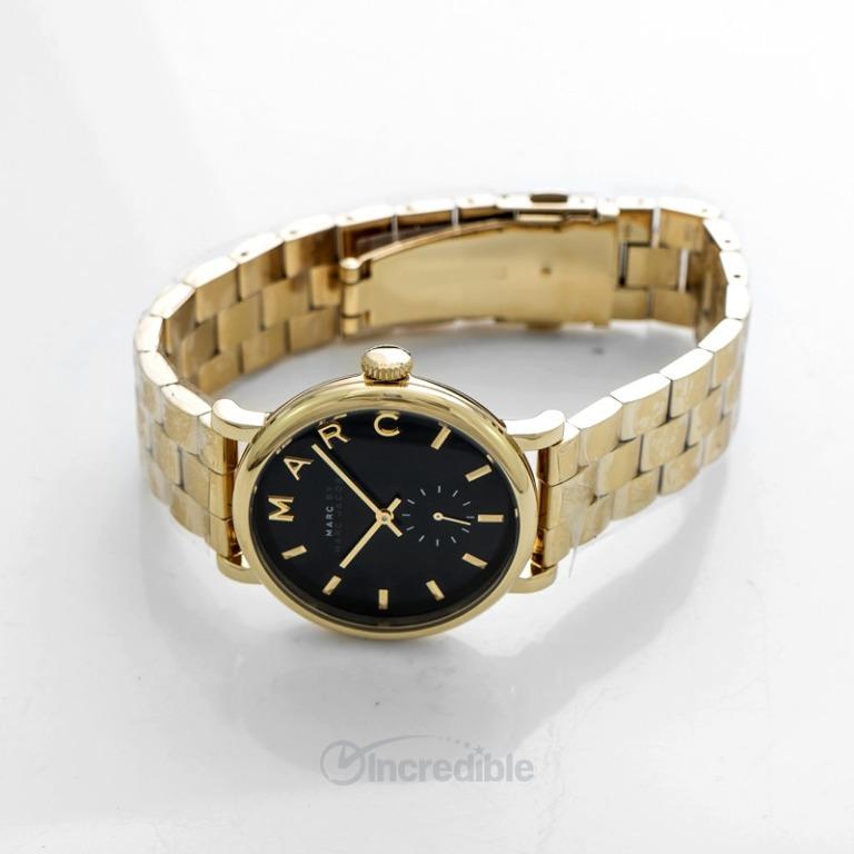 NEW Marc By Marc Jacobs Baker Black Dial Gold tone Steel Ladies Watch 36MM MBM3355
